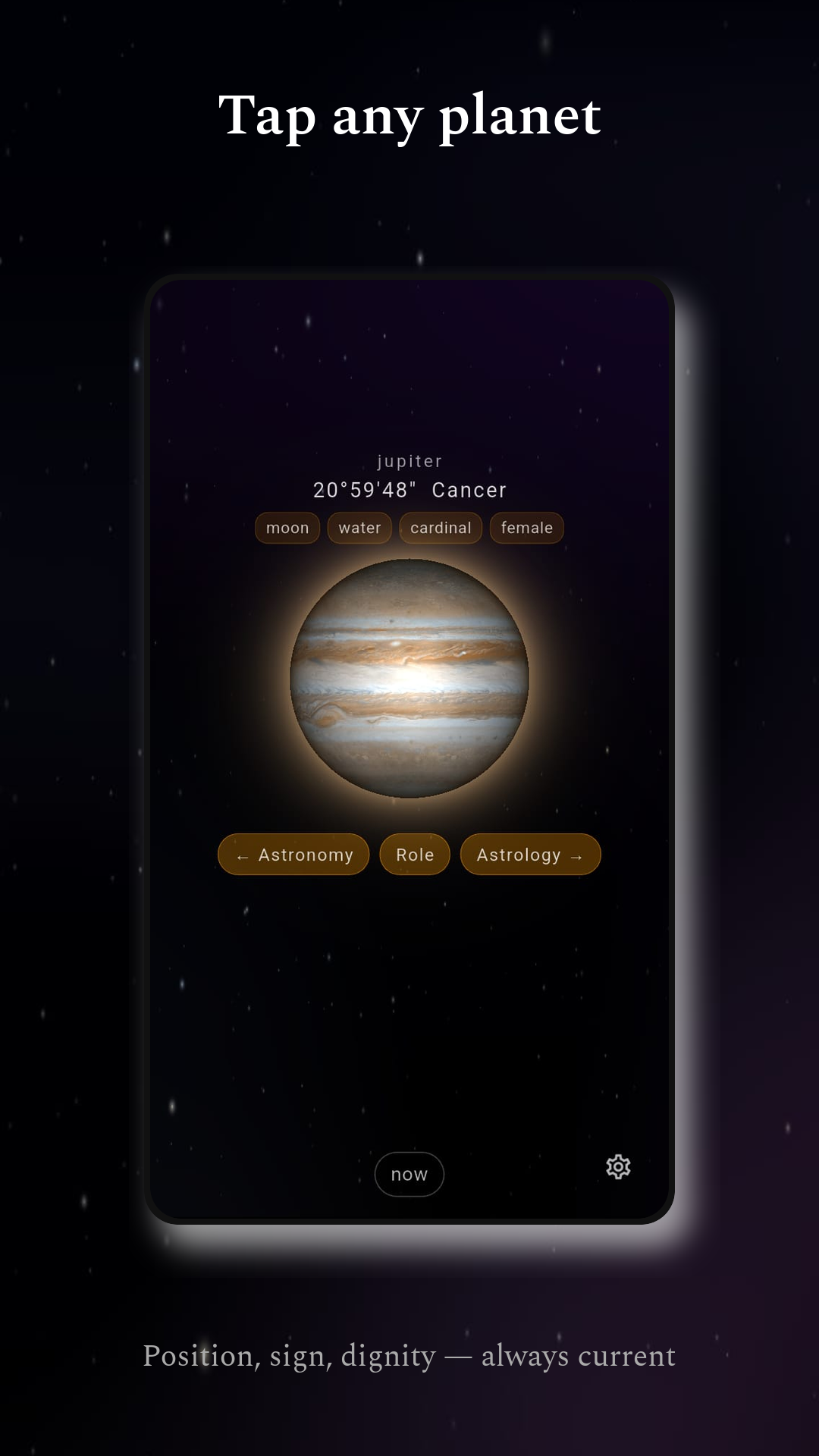 Inner Orbits — tap any planet for position and sign
