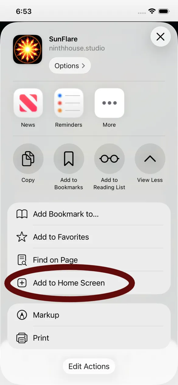 Tap Add to Home Screen